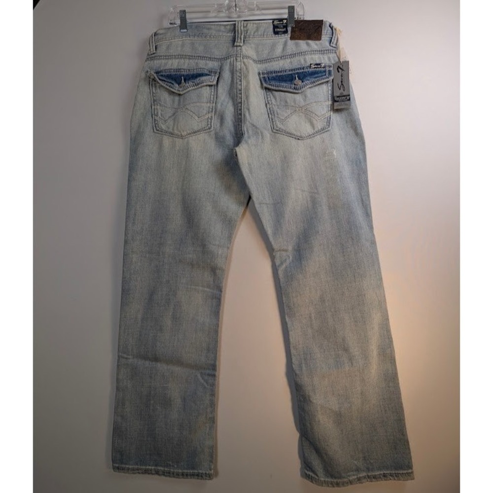 Seven7 Straight Leg Jeans Mens 36x32 Light Wash Blue Luxury Stretch‎ Denim NWT